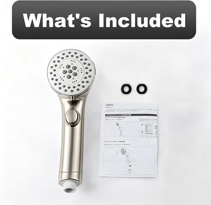 OFFO 5 Mode RV Shower Head Replacement, On Off Switch for Water Saving, High Flow Powerful Boosting Showerheads, Brushed Nickel