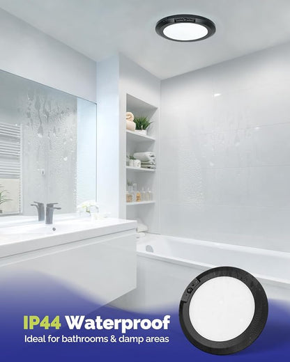 10000mAh Rechargeable Ceiling Light Black Waterproof Shower Lights | Wireless Motion Sensor Light Indoor 3000K/4000K/6000K Dimmable, Magnetic LED Lights with Remote No Wiring for Closet Bathroom