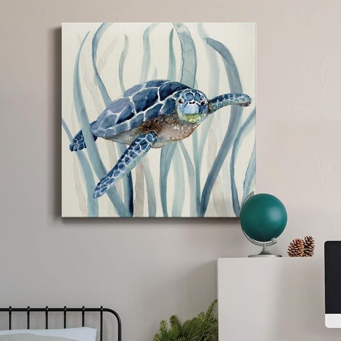 Renditions Gallery Turtle in Seagrass I Wall Art Premium Gallery Wrapped Canvas Decor Ready to Hang 24 in H x 24 in W Made in America Print AZS-WC15-17921-R-2424-MK