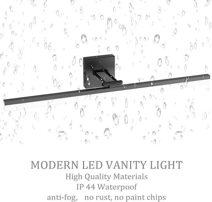 Ralbay 40" Modern LED Matte Black Bathroom Vanity Light 24W Adjustable Black Vanity Lighting Modern LED Bathroom Vanity Light Fixtures Over Mirror (6000K Cool White Light)