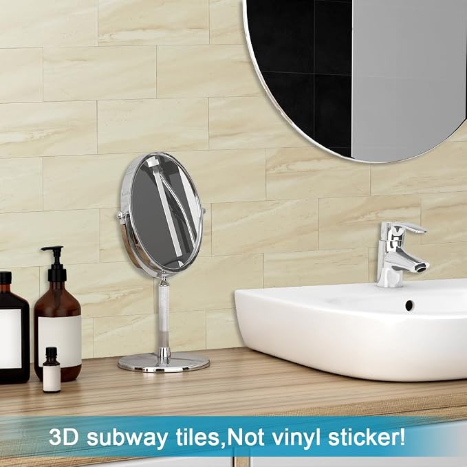 BeNice Peel and Stick Tile Backsplash Bathroom Beige 23pcs