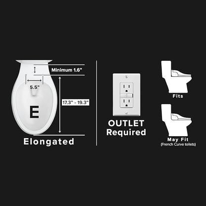 SmartBidet® SB-2400 Advanced Electric Smart Bidet Slim Profile Seat in Elongated White with Remote Control, LED Night Light, Stainless Steel Nozzle, Heated Seat, Warm Dryer
