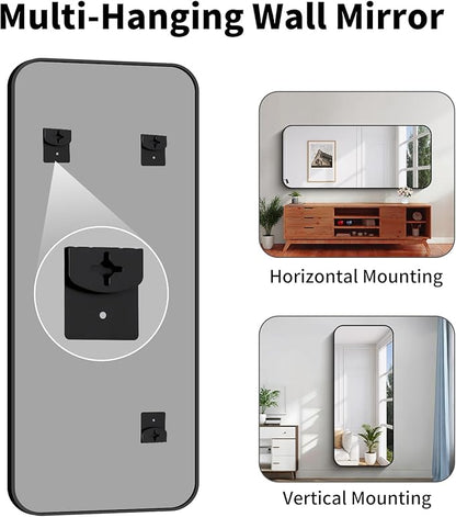 Koonmi Black Framed Bathroom Mirror - 30x71 Inch Shatterproof Tempered Glass Vanity Mirror for Bathroom Sink, Wall Mounted with Matte Aluminum Alloy Frame, No Distortion, Modern Decor