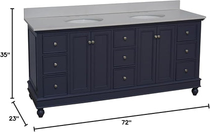 Bella 72-inch Double Bathroom Vanity (Quartz/Marine Gray): Includes Marine Gray Cabinet with Stunning Quartz Countertop and White Ceramic Sinks