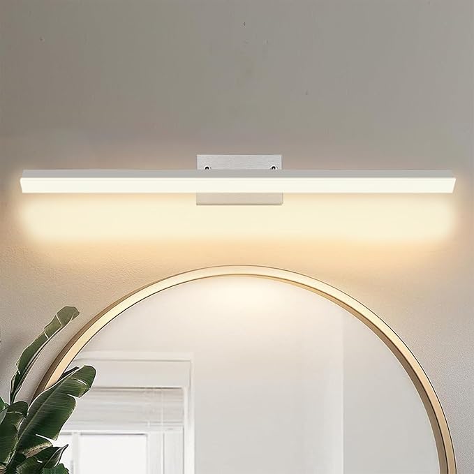 36-Inch Modern LED Bathroom Lights Fixtures, Dimmable 36W 3000K Warm White Makeup Vanity Lighting, Brushed Nickel Vanity Light, Adjustable Bathroom Light Bar Over Mirror