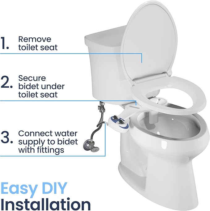 LUXE Bidet NEO 180 - Dual Nozzle, Self-Cleaning, Non-Electric Bidet Attachment for Toilet Seat, Adjustable Water Pressure, Rear & Feminine Wash, with Lever Control (White)