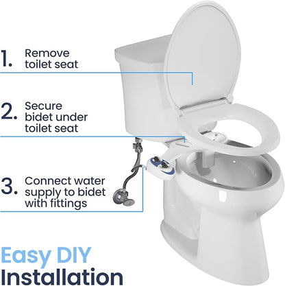 LUXE Bidet NEO 185 - Dual Nozzle, Self-Cleaning, Non-Electric Bidet Attachment for Toilet Seat, Adjustable Water Pressure, Rear & Feminine Wash (White)