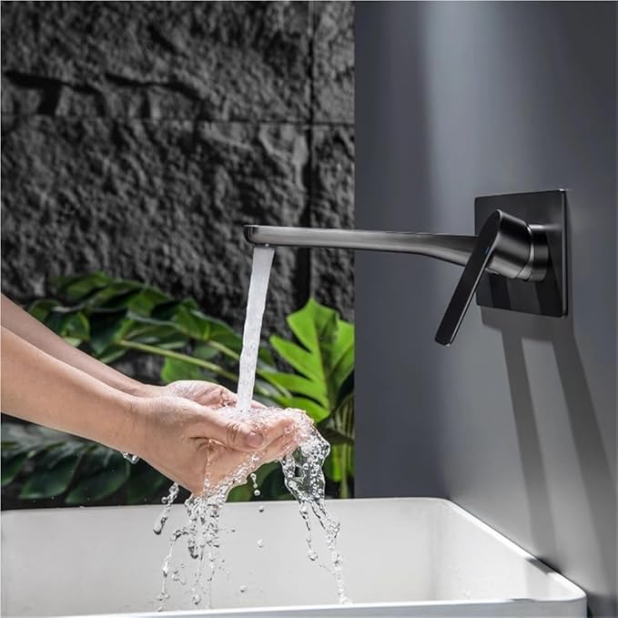 Faucet Concealed Digital Display Faucet Copper Gun Wall-Mounted Countertop, Washbasin Cold and Hot Water Faucet(Gun Gray) Faucet