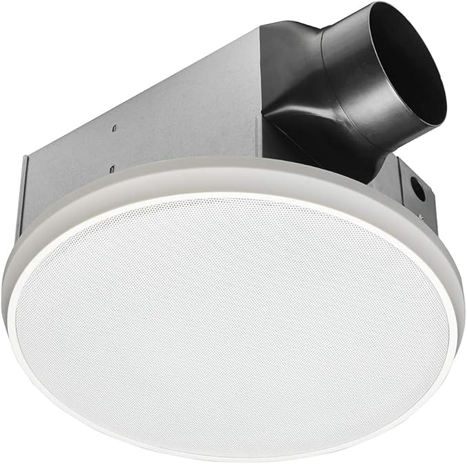 Homewerks WORLDWIDE 7130-03-BT Bluetooth Bath Fan & Speaker,White, 90 CFM, Round Bluetooth Bath Fan