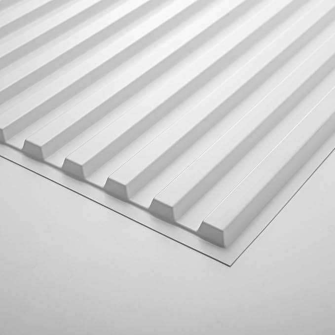 Art3d 12-Pack Slat Design 3D Wall Panels for Interior Wall Decor, 2x4 FT PVC Decorative Drop Ceiling Tiles - White | 24" x 48" , Lightweight, Break-Proof, Compatible with Grid System, Ideal for Home, Commercial Spaces