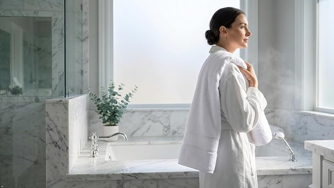 6 Piece 100% Cotton Bath Towel Set - 2 Bath - 2 Hand - 2 Face, White | 100% Cotton • Thick & Plush • Hotel Quality • Ultra Soft • Highly Absorbent • Quick Dry • Low Lint • Machine Washable