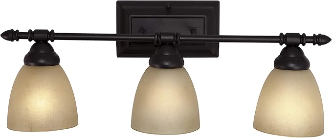 Designers Fountain 3-Light Apollo Bathroom Vanity Lights Fixture, 23.75 Inch Wall Mount Sconce for Bedroom or Over Mirror, Oil Rubbed Bronze, 94003-ORB