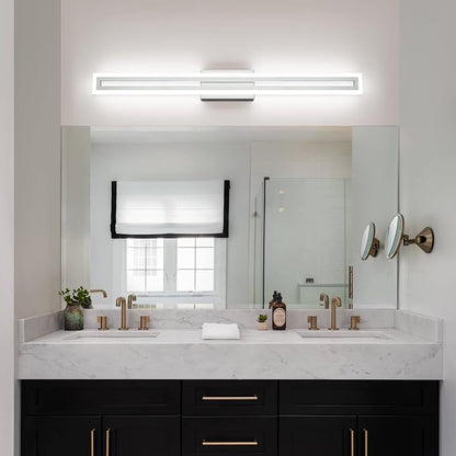 SOLFART Bathroom Lighting Fixtures Over Mirror Brushed Nickel 40 Inch Led Vanity Light 6000K
