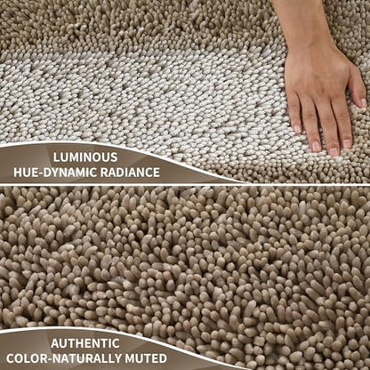 Yimobra Large Bathroom Rug Non Slip 36x24 Inch, Extra Thick Soft Absorbent Chenille Bath Mat, Machine Washable Quick Dry Bath Rugs for Bathroom Floor, Tub and Shower, Home Decor Accessories, Camel