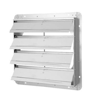 Simple Deluxe 18-Inch Square Aluminum Automatic Gravity Shutter Louver Vent, Silver