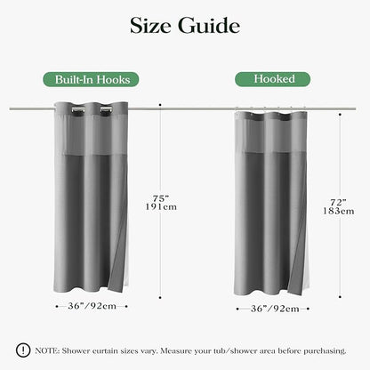 Grey Hook Free Waffle Shower Curtain & Snap-in Fabric Liner,36x75 | Less Time to install, 3 in 1 Fabric Shower Curtain and Liner Set with Magnets, Stall, Shower Curtains for Bathroom