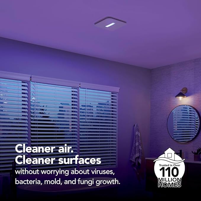 Broan-NuTone AR110LKVV SurfaceShield Vital Vio Powered Exhaust Vent LED White Light & Violet Light, 110 CFM, White