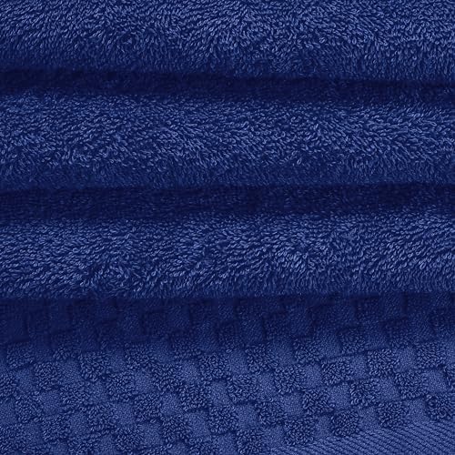MyOwn Premium Cotton 6 Pack Towel Set for Bathroom, Contains 2 Bath Towels 28x55 inch, 2 Hand Towels 16x24 inch & 2 Wash Coths 12x12 inch, Ideal Everyday use, Compact & Lightweight - Navy Blue