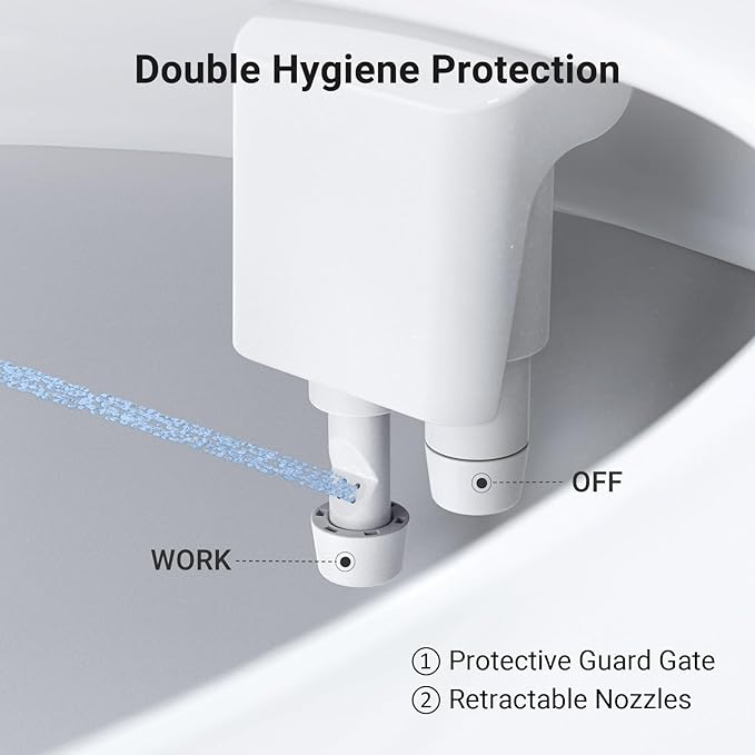Bidet Attachment for Toilet, Dual NozzleBidet Toilet Seat, Non-Electric Ultra-Thin Bidets for Existing Toilets, Rear/Feminine Wash with Adjustable Water Pressure (Black)