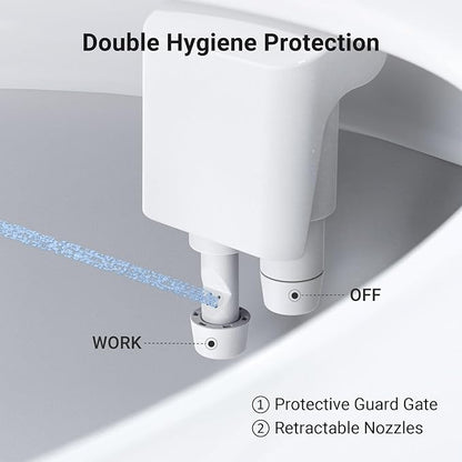 Bidet Attachment for Toilet, Dual NozzleBidet Toilet Seat, Non-Electric Ultra-Thin Bidets for Existing Toilets, Rear/Feminine Wash with Adjustable Water Pressure (Black)