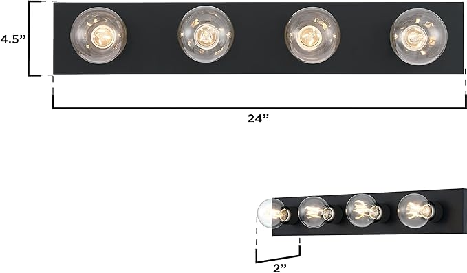 Westinghouse 6117600 Traditional Four-Light Indoor Vanity Light Fixture, Matte Black