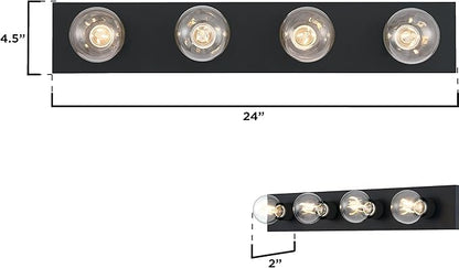 Westinghouse 6117600 Traditional Four-Light Indoor Vanity Light Fixture, Matte Black