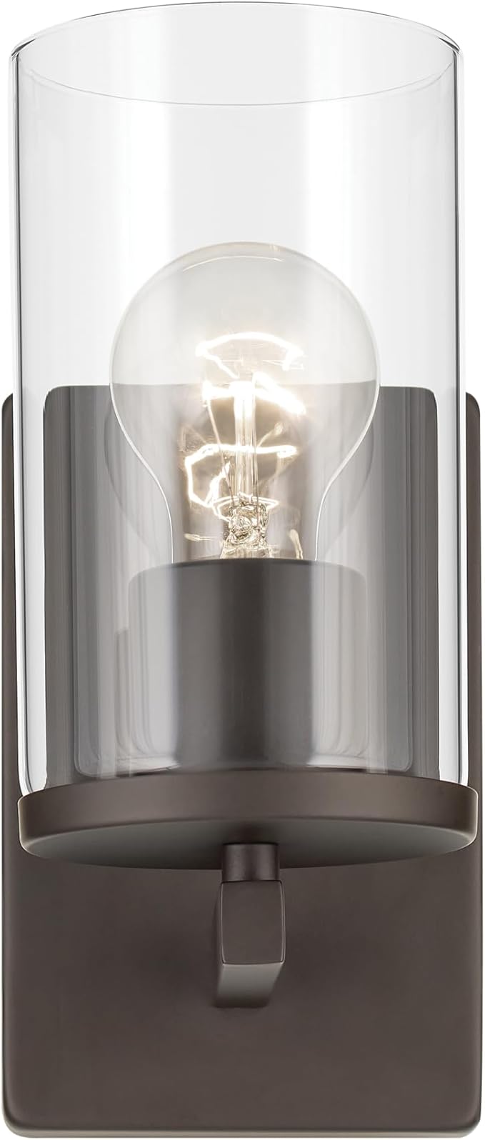 Crosby 4.5" 1-Light Wall Sconce with Clear Glass in Olde Bronze, for Bathroom, Powder Room, Hallway, Kitchen, Bedroom, Fireplace, (4.5" x 9.25"), 45495OZCLR