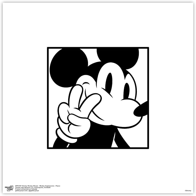 Trends International Gallery Pops Disney Mickey Mouse - Mickey Expressions - Peace Wall Art Wall Poster, 12" x 12", Unframed Version
