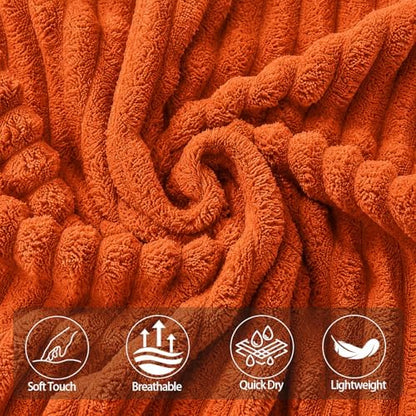 6 PC Bath Towel Set, 40"x80" Oversized Bath Sheets, Burnt Orange