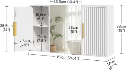 Bathroom Wall Cabinet with Mirror, Medicine Cabinet Mirror, Wall Mounted Medicine Cabinet, Mirrored Door Over The Toilet Storage, for Laundry Room, Bedroom, Camper, Hallway, White