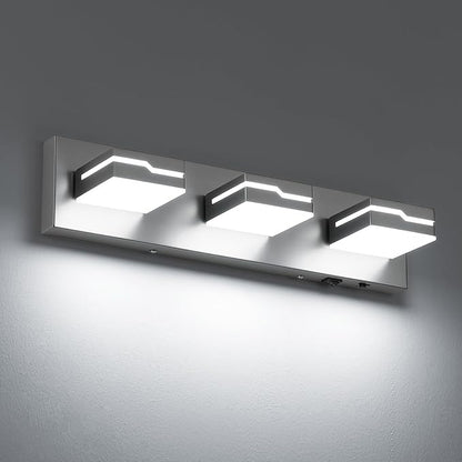 LED Modern Bathroom Vanity Light Fixtures 3-Light, 19 inch 3CCT Dimmable Nickel Motion Sensor Vanity Lights for Bathroom Lighting Fixtures Over Mirror, with 350° Rotatable Acrylic Heads