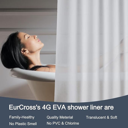 EurCross Frosted Extra Long Shower Curtain Liner 86 inch Long Length, Waterproof Opaque PEVA Plastic Shower Liner for Bathroom 72x86 inch with 5 Bottom Magnets No Smells with Rustproof Grommets