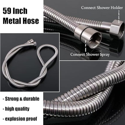 Shower Faucet Set Brushed Nickel Rough-in Anti-Scald Pressure Balanced Valve Body Modern Luxury Wall Mounted 10 Inch Rain Mixer Shower System (Brushed Nickel)