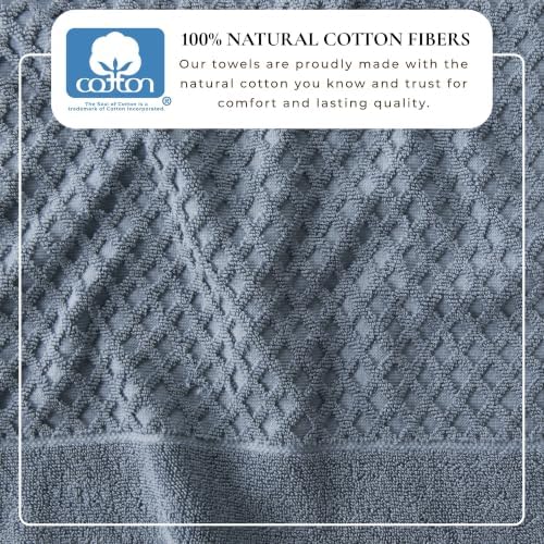 Great Bay Home Bath Towels - 100% Cotton 6 Piece Bath Sheet Set - Diamond Waffle Weave - Absorbent, Durable, Quick-Dry Towels for Bathroom (Blue)