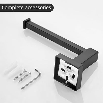 Leyden Black Toilet Paper Holder Towel Ring, Matte Bathroom Hand Towel Holder Toilet Roll Holder, Modern Bath Hardware Set Wall Mounted Stainless Steel 2 Pieces