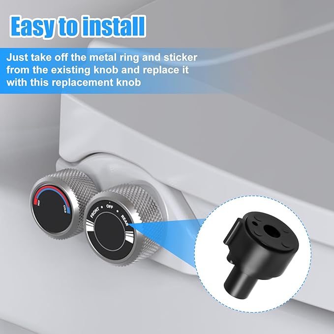 BOXOB 2pcs Replacement Knob for Brondell, Sturdy ABS Plastic Non Electric Bidet Knob Fitting, Black, 1.31 inches (L) x 0.47 inches (W)