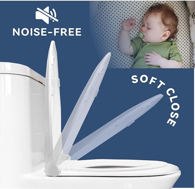 Round Toddler Toilet Seat Adult/Child,Built-In Potty Training Seat, Soft Quiet Close Non-Slip Seat, Easy to Install & Clean,Magnetic Kids Seat and Cover,White