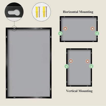 Koonmi Black Rectangle Wall Mirror, 36x55 Inch Bathroom Mirror, Aluminum Frame Vanity Mirror for Entryway, Living Room, Bedroom Bathroom, Hangs Horizontally or Vertically