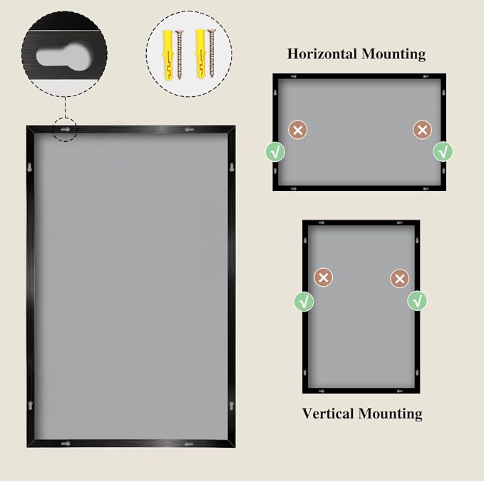 Koonmi Black Rectangle Wall Mirror, 24x48 Inch Bathroom Mirror, Aluminum Frame Vanity Mirror for Entryway, Living Room, Bedroom Bathroom, Hangs Horizontally or Vertically