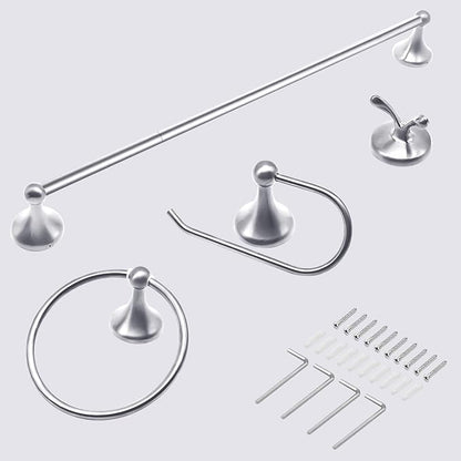Brushed Nickel Bathroom Hardware Set Wall Mounted Brushed Nickel Accessories Set 4 Pieces Bathroom Hardware Set, 23.6 inch Towel Bar | Towel Hook | Toilet Paper Holder | Hand Towel Holder