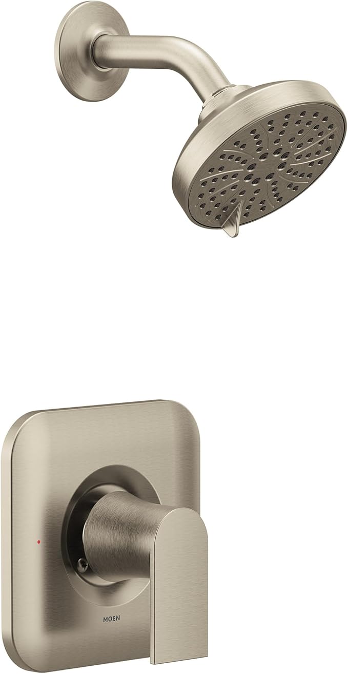 Moen Genta LX Pressure Balancing Eco-Performance Modern Shower Trim with Showerhead and Lever Handle, Posi-Temp Valve Required, Brushed Nickel, T2472EPBN
