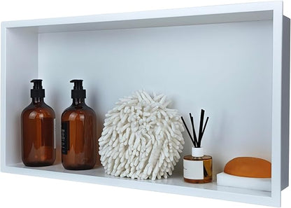 24"x12" Shower Niche Insert Tile Ready ，Stainless Steel Recessed Shower Caddy ，Bathroom remodel，Matte White （ 24 x 12 in）