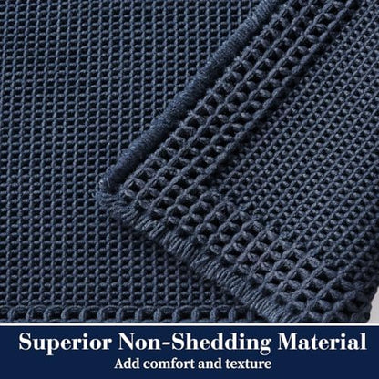 RESARE Waffle Bath Mat for Bathroom, Non Slip Bathroom Rugs 18"x30" Navy