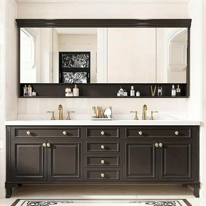 48-92IN Single/Double Sink Bathroom Vanity, Defogging Smart Mirror, Modern American Free Standing Vanity with Bathroom Cabinet