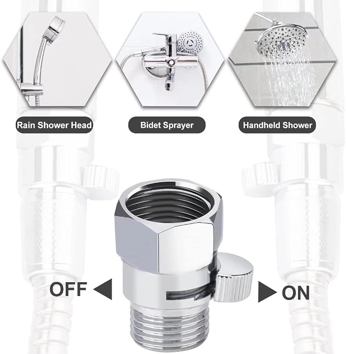 MAYYAYA Brass Shower Shut Off Valve, Flow Control, Handheld/Bidet, Nickel | Shut Off Valve, Flow Control, G1/2 NPT, Brass Body, Handle Lever, for Handheld Shower&Bidet Sprayer, Leak-Free, Nickel