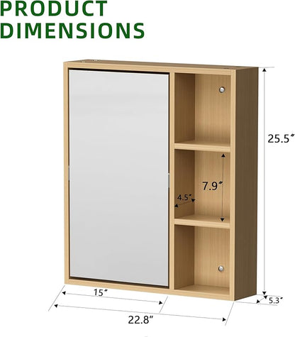 24" Floating Vanity ADA Compliant Modern Wall-Mount Small Bathroom Vanity with Ceramics Sink Modern Hand & Mirror Cabinet Combo with Two Doors for Elderly, Seniors, Handicap & Disabled