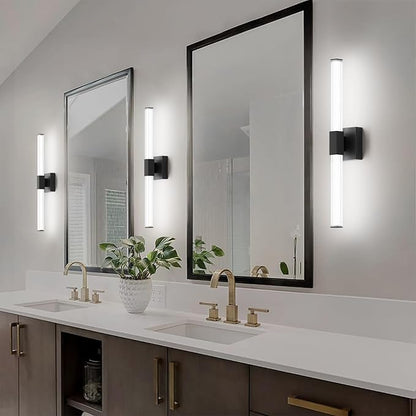 Ralbay 24inch Black Bathroom Vanity Light Bar 22W Modern LED Vanity Lights Matte Black Bathroom Wall Mounted Light Fixtures Over Mirror(5500K White Light)