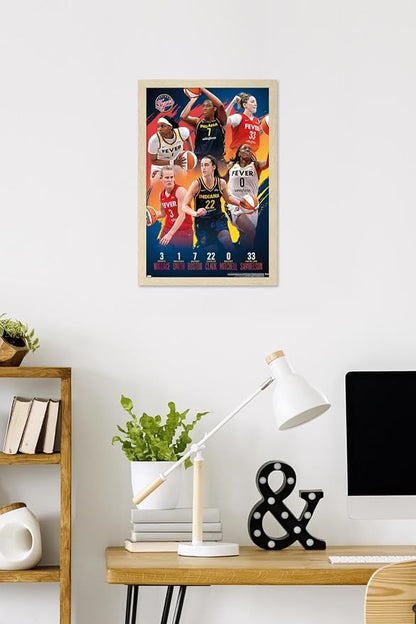 Trends International WNBA Indiana Fever -Team 24 Wall Poster, 22.4L x 14.7W, Blonde Framed Version