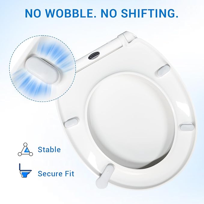 KHE Round Toilet Seat 16.5 Inch, Soft Close Toilet Seat with No-Touch Handle, Quick Release for Easy Cleaning, Non-Slip Bumpers, Durable PP, White