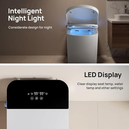Smart Toilet with Bidet Built-in: Ultra Gentle Wash Bidet Toilet with Child Mode, Dual Flush One Piece Toilet with Auto Lid/Seat, Dryer, Foam, Remote, Heated Seat, Foot Sensor, Night Light, Pre-wet
